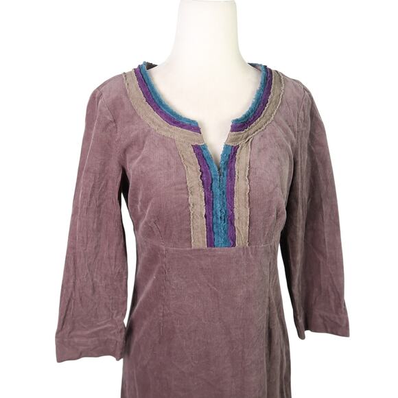 Boden Smoky Purple Corduroy Empire Waist Mini Dress 4 - Picture 2 of 6